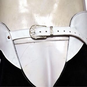 Black Suede Buckaroo Chaps With White Fringe