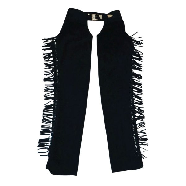 Black Suede Fringe Chaps With Heavy Zip And Adjustable Waist