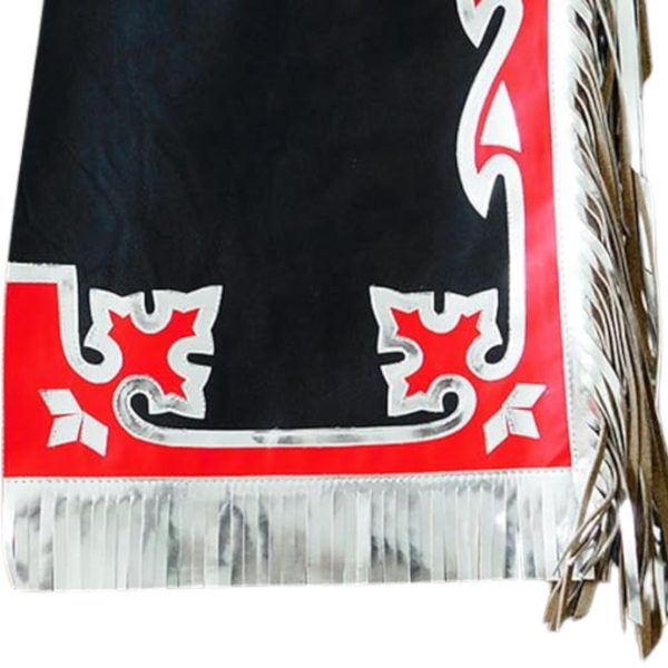 Black Bull Riding Chaps Red And Silver Fringe Sale