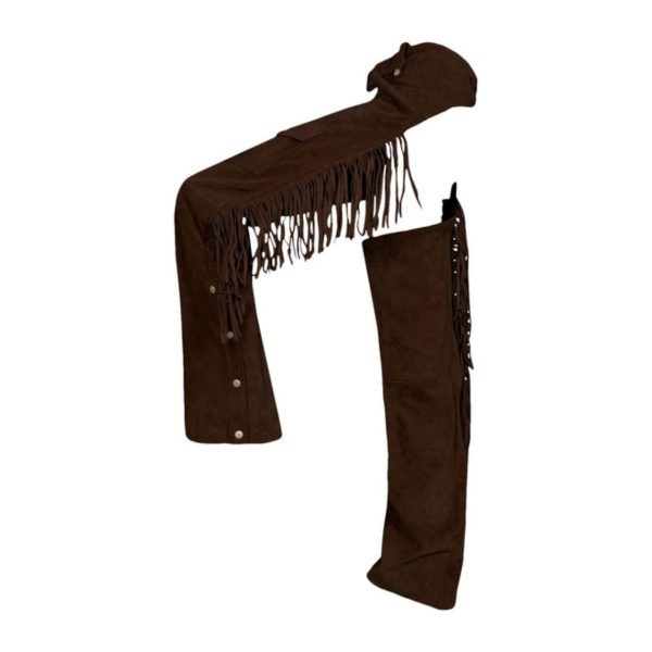 Chocolate Brown Suede Western Chaps With Fringe