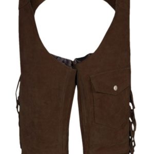 Chocolate Brown Suede Western Chaps With Fringe