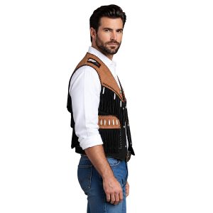 Western Suede Leather Vest with Classic Fringe