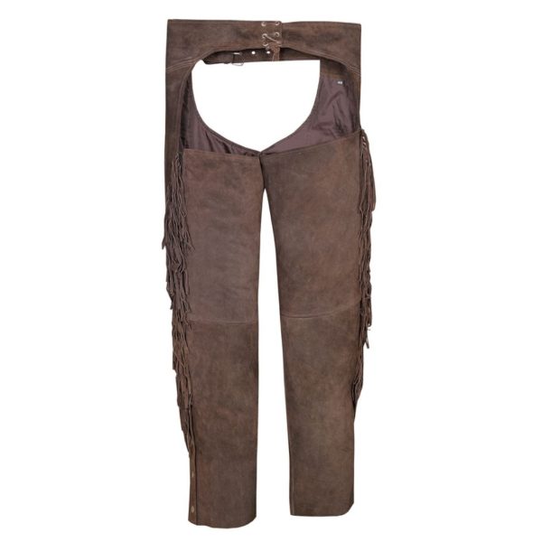Dark Brown Suede Western Fringe Chaps With Beads