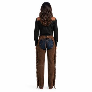 Dark brown suede leather chaps