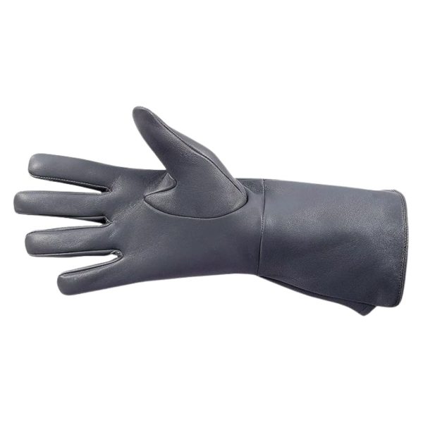Gray Gauntlet Long Leather Gloves