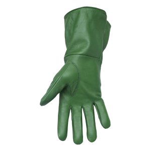 Green Leather Gauntlet Riding Gloves