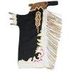 Luxury Rodeo Chaps Black Leather with Gold & White Fringe
