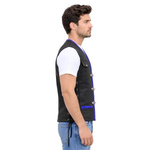 Classic Vintage Western Vest for Men in Black Leather