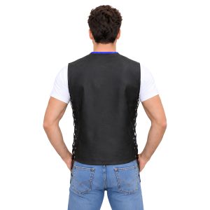 Vintage Black Cowhide Leather Vest for Men