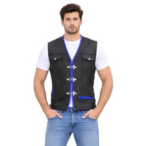 Mens Vintage Black Cowhide Vest Westerns