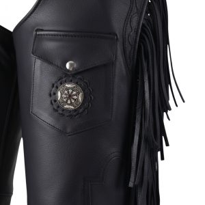 Modern Black Assless Leather Chaps with thigh pockets