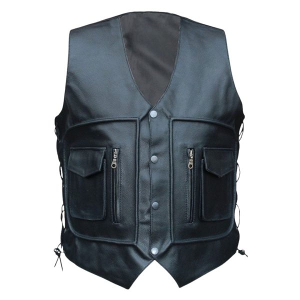 Black Leather Vest for Riders