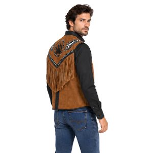 Native-Inspired Cowboy Vest with Decorative Fringe