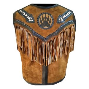 Native Fringe Western Vest With Patchwork Design