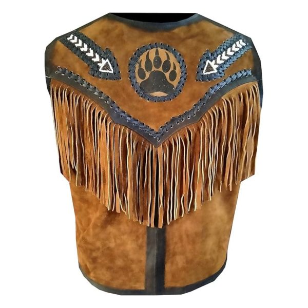 Native Fringe Western Vest With Patchwork Design