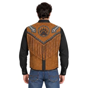 Patchwork Western Vest with Classic Fringe Accents