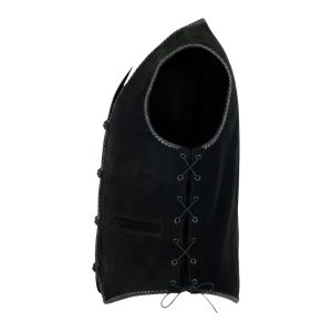 Black suede western fashion vest with side lacing