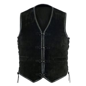 Premium Black Suede Western Vest With Side Laces 