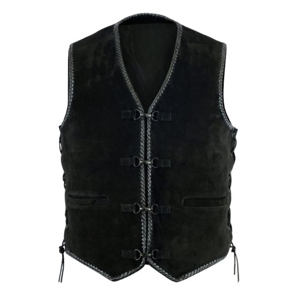 Premium Black Suede Western Vest With Side Laces 