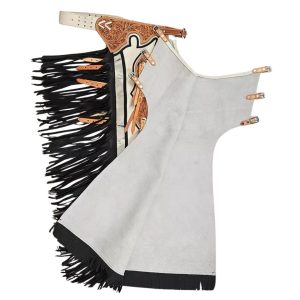 Premium Hand tooled White Rodeo Chaps