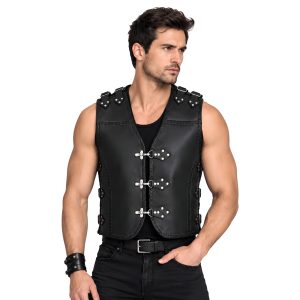 Protective Western Black Leather Vests
