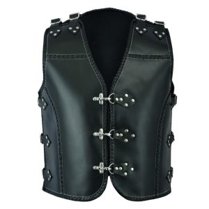 Protective Western Black Leather Vests