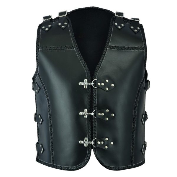 Protective Western Black Leather Vests