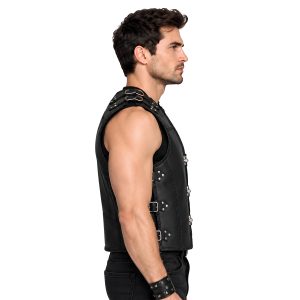 Men’s Black Leather Cowboy Vest for Western Riding