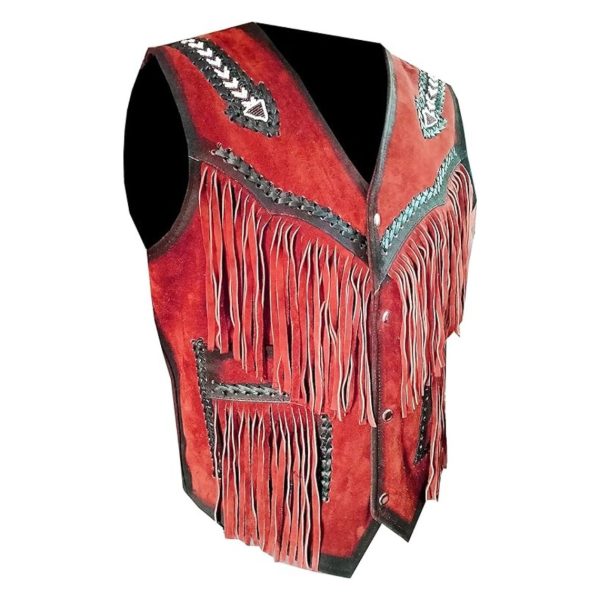 Red Leather Cowboy Vest