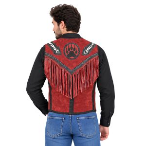 Classic Red Cowboy Vest with Traditional Accents