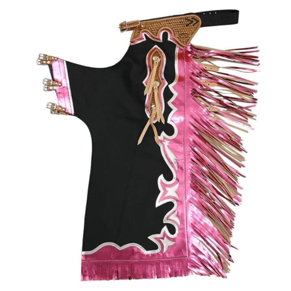 Rodeo Rose Chaps Metallic Pink Fringe