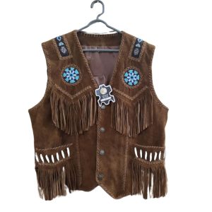 Spirit Warrior Vest With Tribal Beading & Fringe