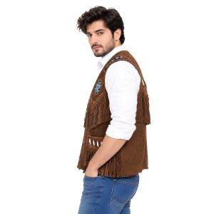 Spirit Warrior Western Vest with Tribal Beaded Details
