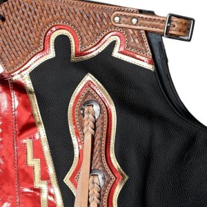 Super Pro Riders Rodeo Chaps Red & Black Edition