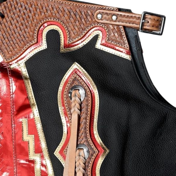 Super Pro Riders Rodeo Chaps Red & Black Edition