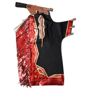 Super Pro Riders Rodeo Chaps Red & Black Edition