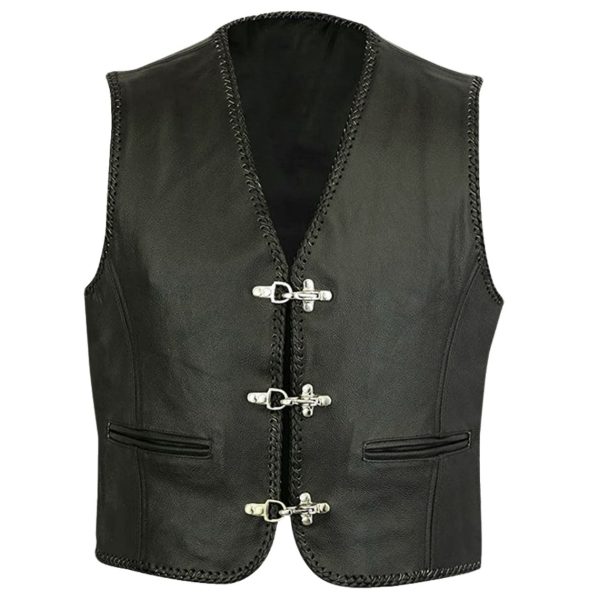 Timeless Hook Closure Leather Riding Vest