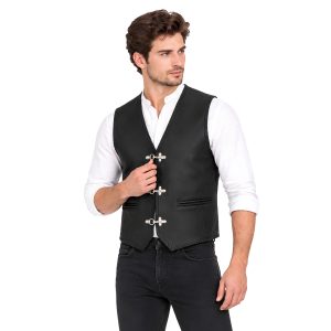 Timeless Western Leather Riding Vest with Hook Front Design