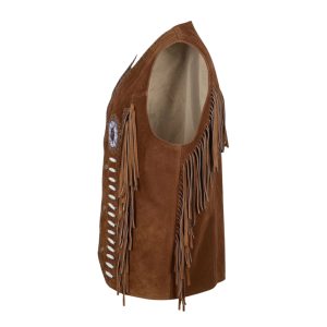 Traditional Brown Western Suede Leather Vest
