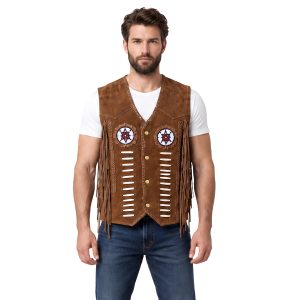Traditional Brown Western Suede Leather Vest
