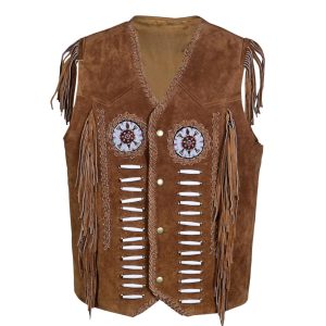 Traditional Brown Western Suede Leather Vest