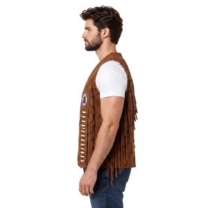 Classic Brown Leather Western Vest with Rugged Cowboy Style