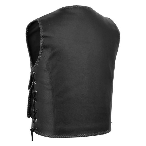 Traditional Vintage Leather Vest with Snap Pocket