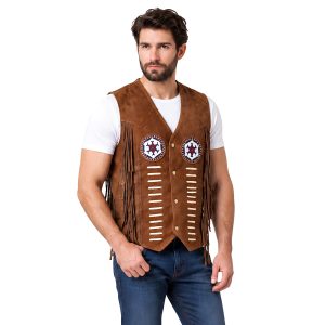 Brown Suede Leather Cowboy Vest with Classic Western Styling
