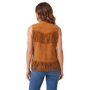Vintage Suede Leather Western Vest with Fringe