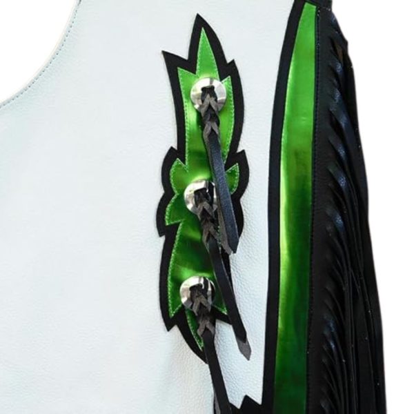 White Bull Riding Chaps Mens Green And Black Fringe