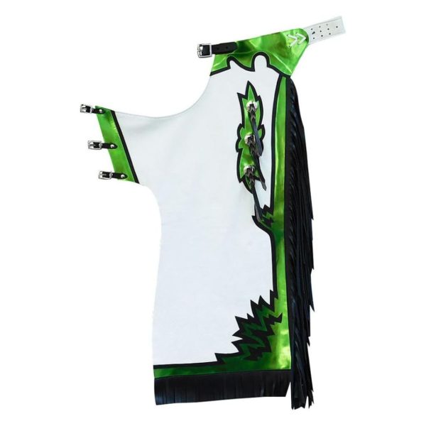 White Bull Riding Chaps Mens Green And Black Fringe