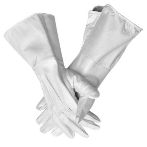 white gauntlet riding gloves