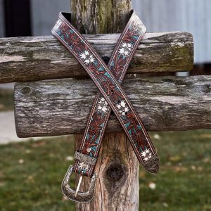 Bohemian Western Belt with Intricate Floral Carving