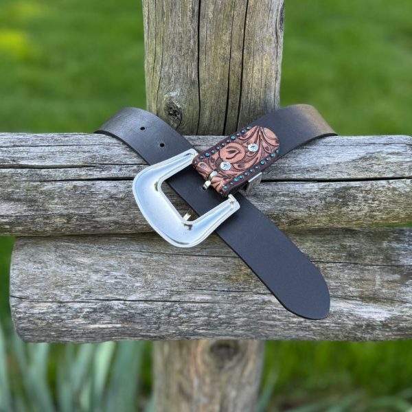 Toole Leather Belt with Antique Silver Buckle